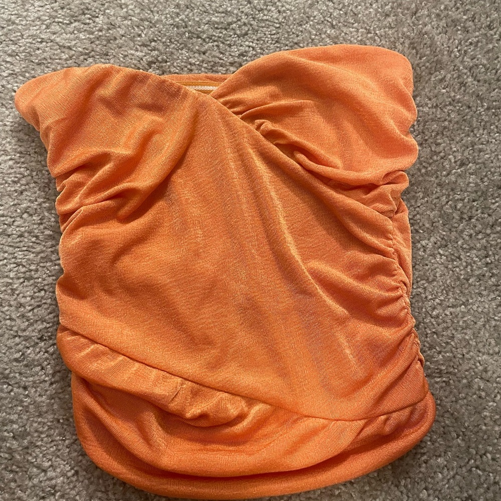 superdown Orange Ruched Tube Top
